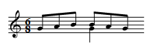 Sheet music output of GAB BAG & x3 G2x |